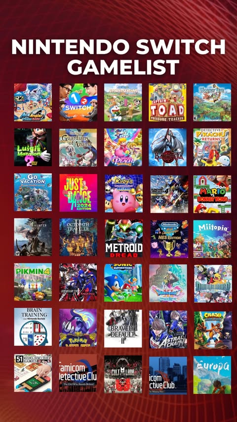 Nintendo Switch gamelist ekstra